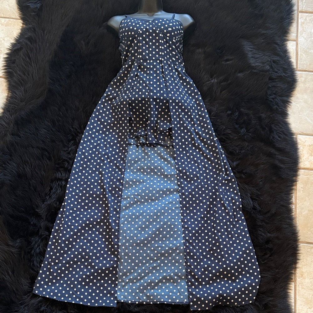 Band of Gypsies Navy and White Polka Dot romper Dress